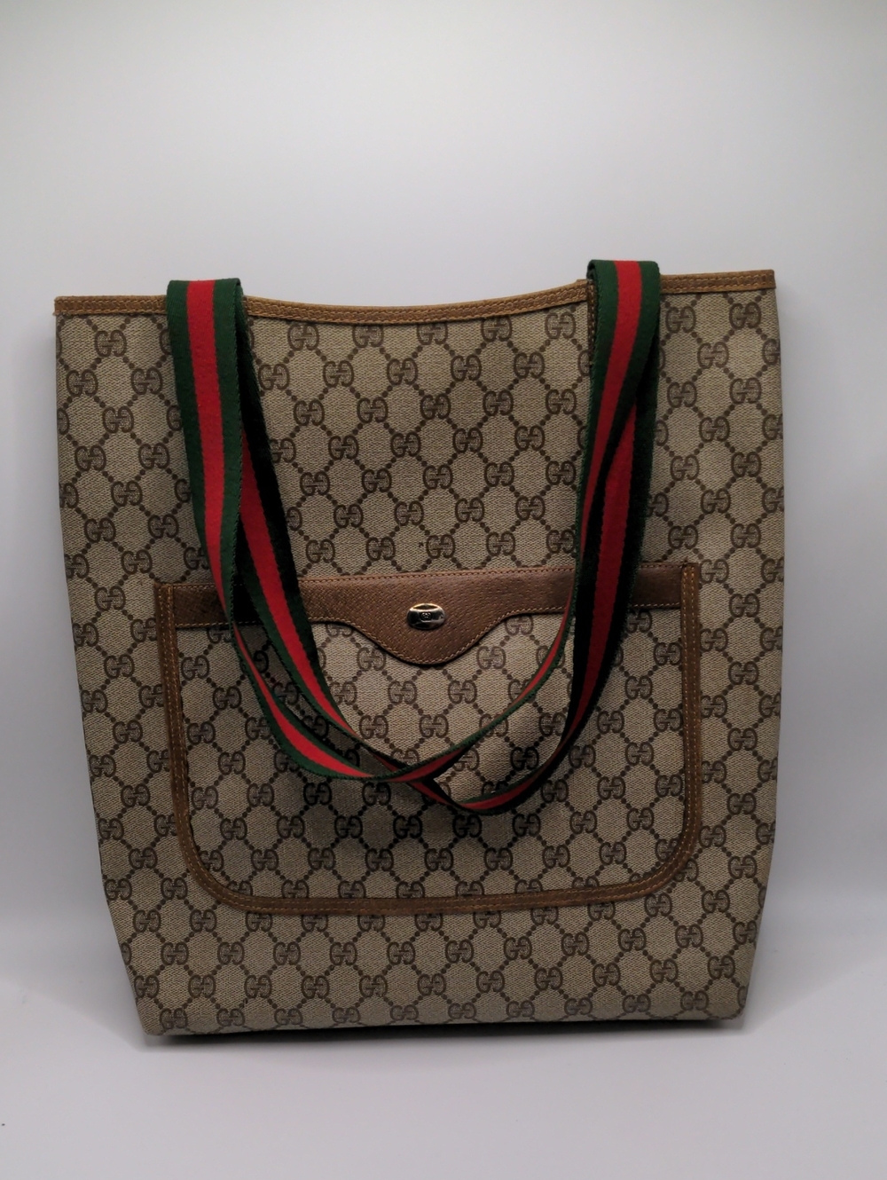 Vintage Gucci GG Monogram Web Strap Tote + COA